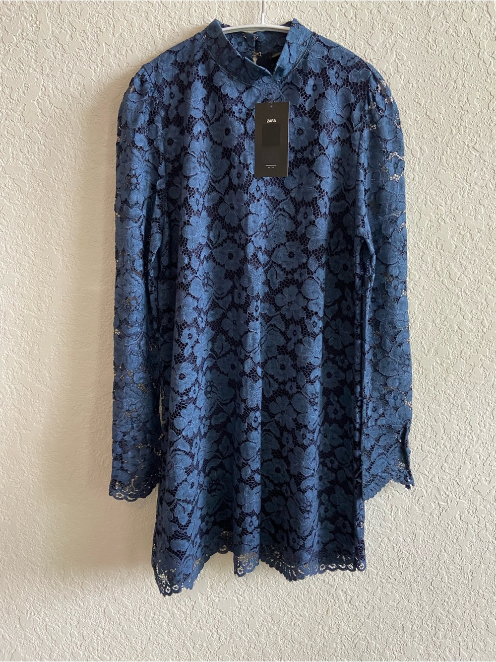 Zara Navy Blue Floral Lace Midi Dress